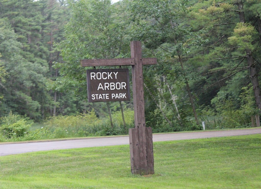 Rocky Arbor State Park sign