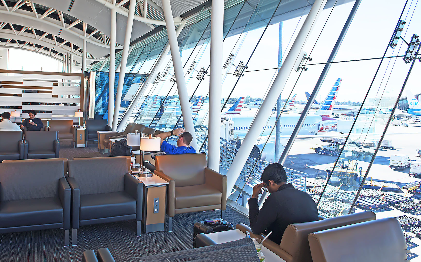 windows in airport lounge