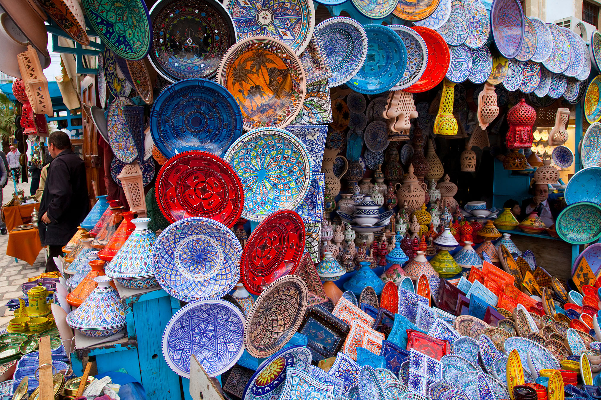 beautiful plates at medina in tunisia